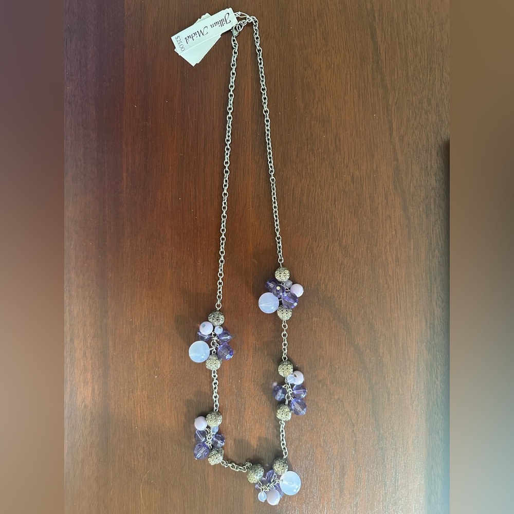 💜 NWT Jillian Michel Silver and Purple Beaded women’s Necklace new with tags